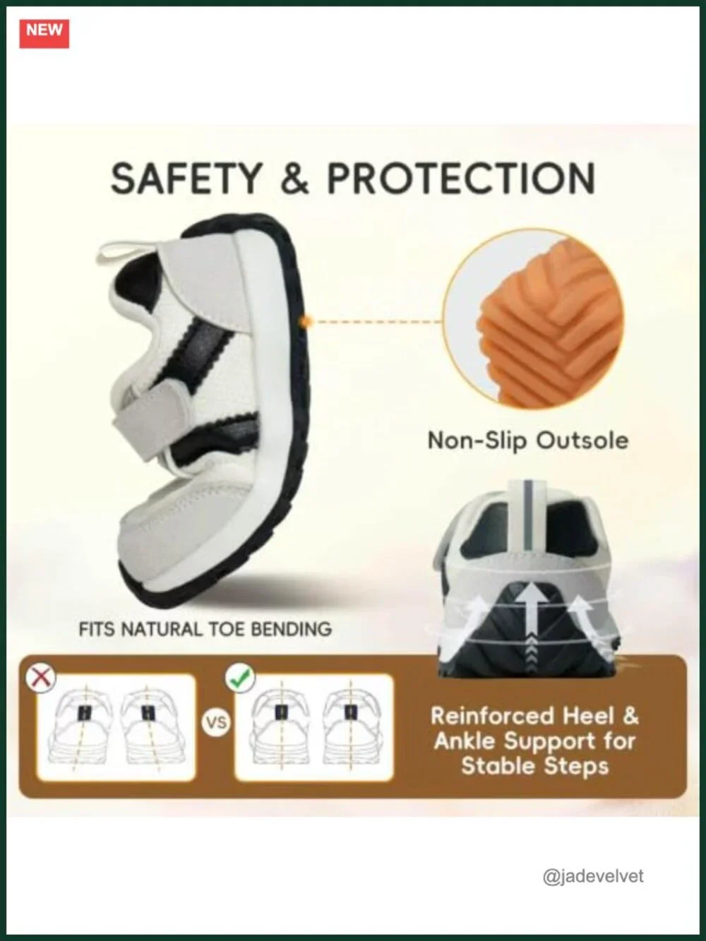 Wide Toe Box Toddler Sneakers, Easy Slip-On, Hook & Loop Closure, Flexible Sole